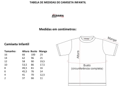 Tabela de Medidas Camiseta Infantil